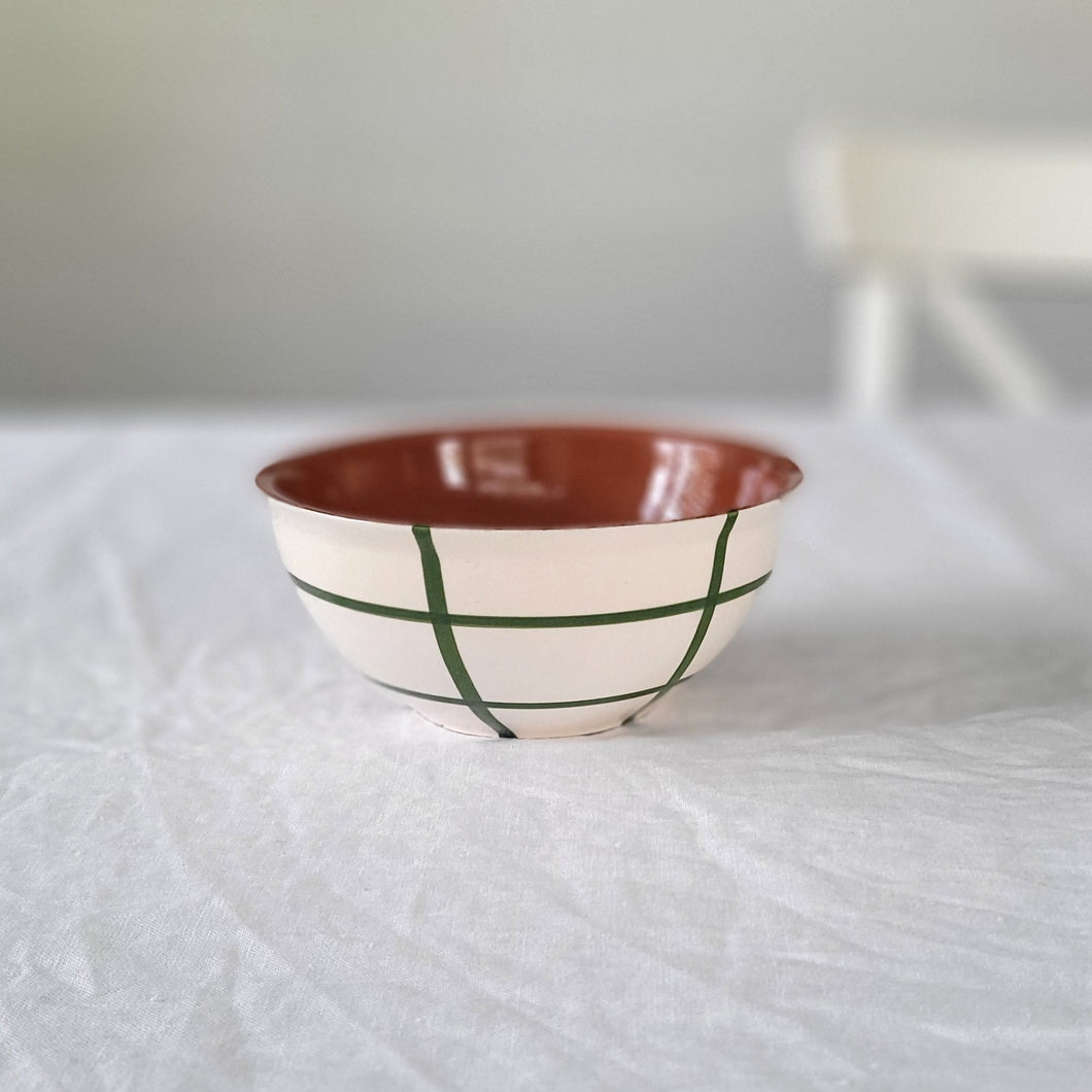 Cereal bowl checked green