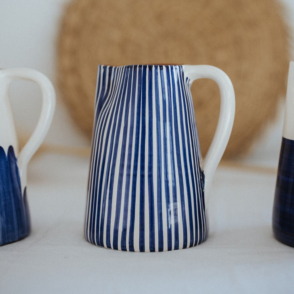 Krug 1 l gestreift marineblau