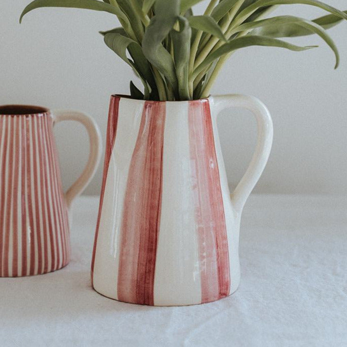 Jug 1 l striped two-tone pink