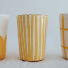 Load image into Gallery viewer, Striped yellow espresso mug
