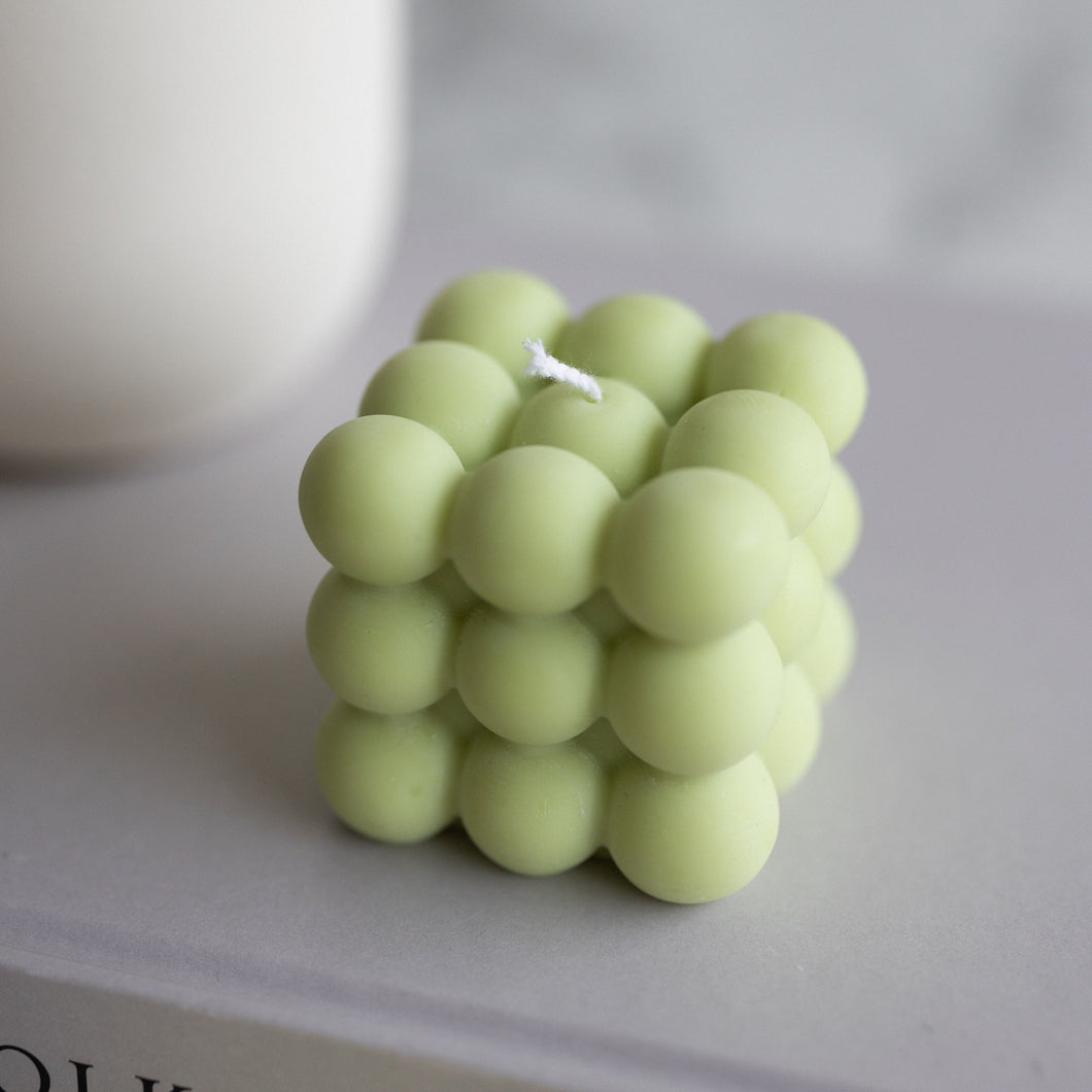 Bougie à bulles à base de cire de soja pistache