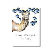 Load image into Gallery viewer, Christmas card &quot;Het öper Güezi gseit?&quot; camel
