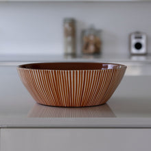 Load image into Gallery viewer, Salad bowl striped rust
