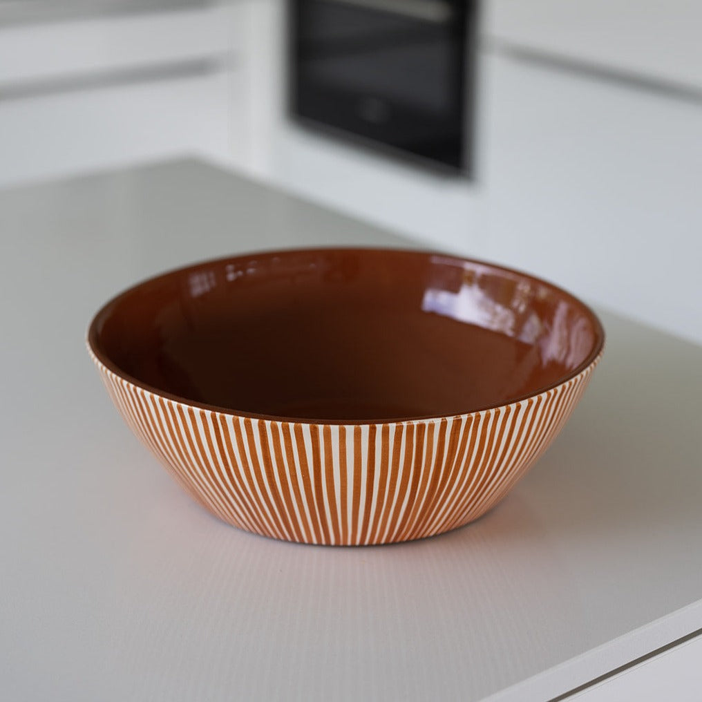 Salad bowl striped rust