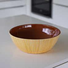 Load image into Gallery viewer, Striped ocher salad bowl
