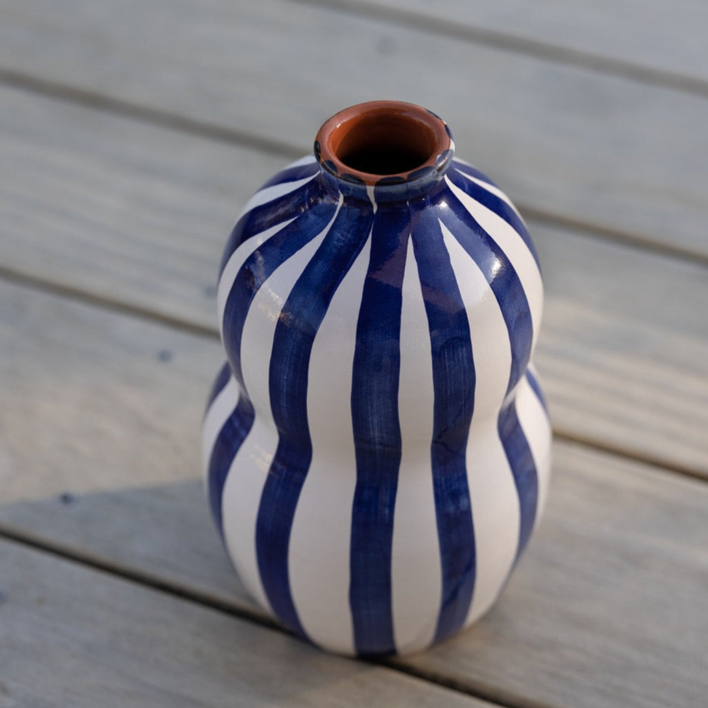 Vase gourde bleu