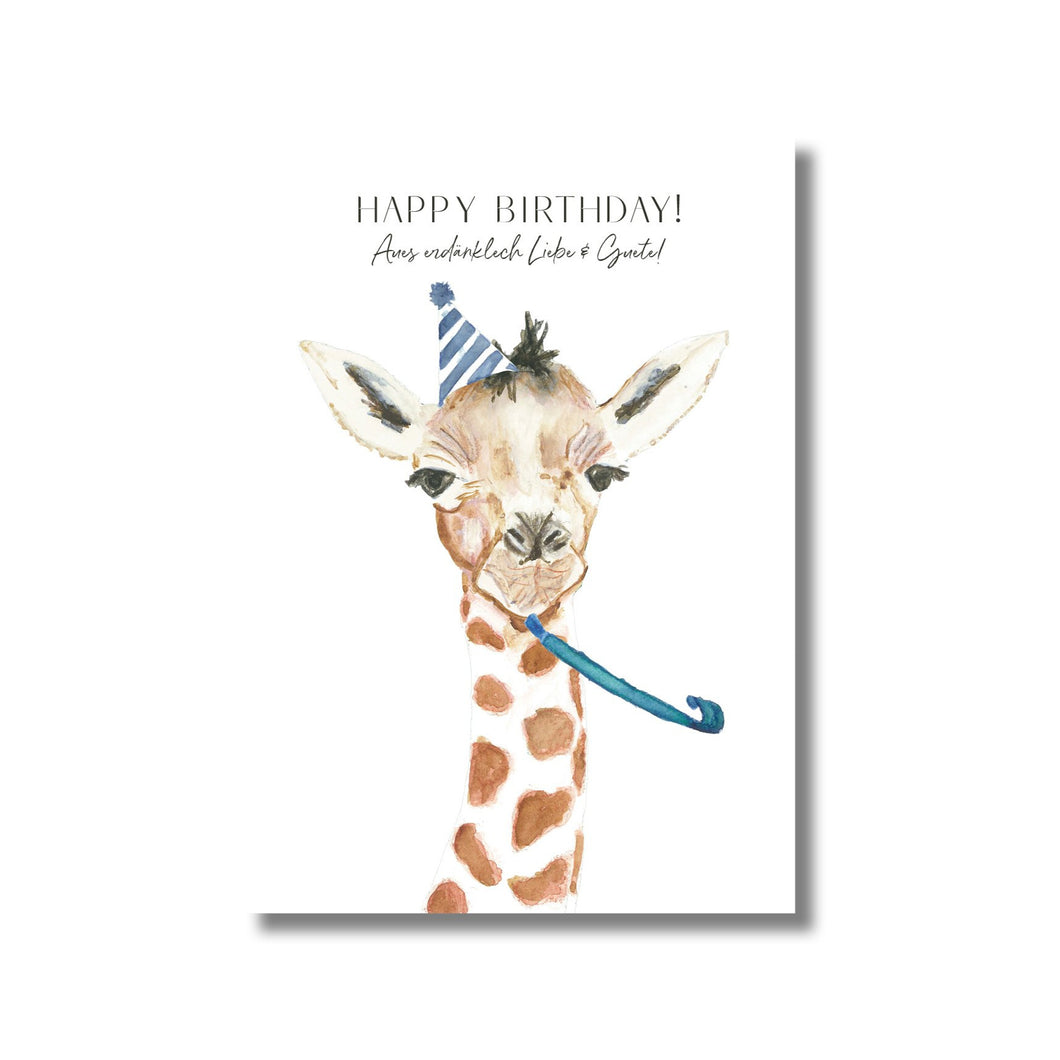 Carte postale anniversaire girafe