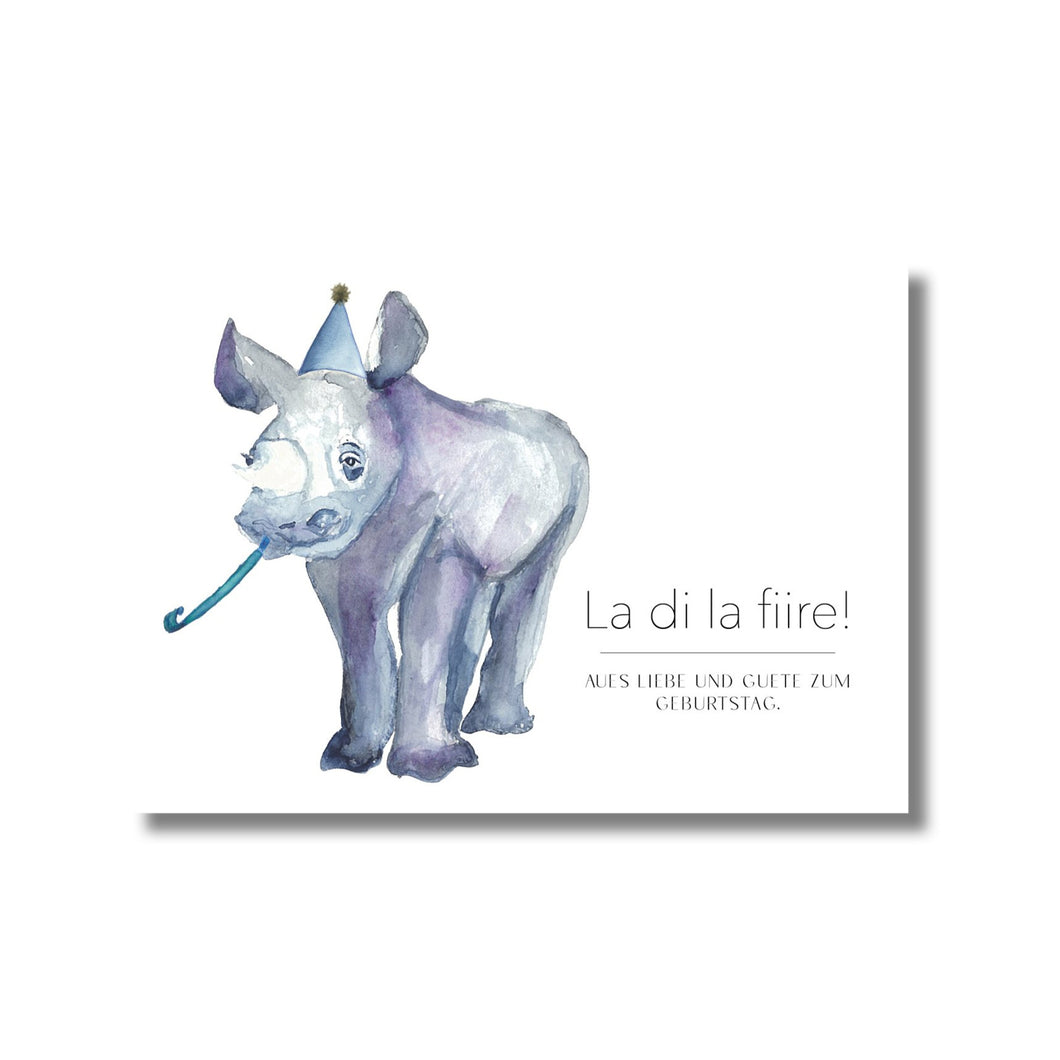 Postkarte Geburtstags-Rhino